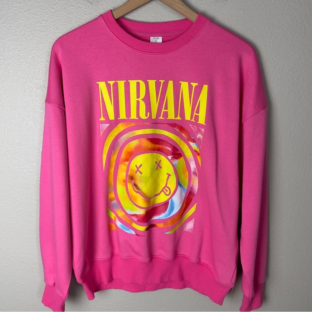Nirvana Smiley Face Graphic Crewneck Sweatshirt
